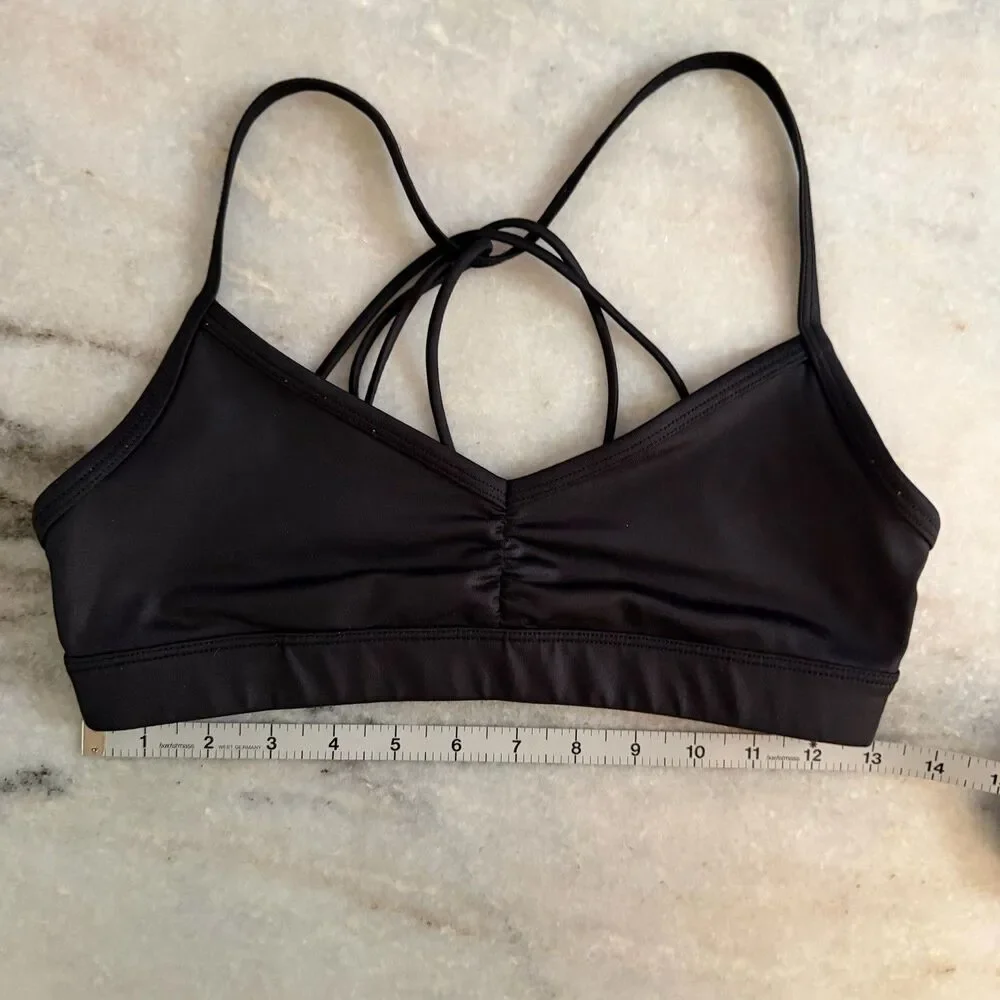 Alo Yoga Blue Sunny Strappy Sports Bra Small Black Glossy